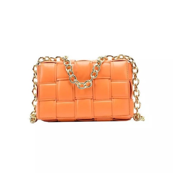Handbags - Padded up Chain Handbag (Orange)